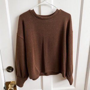 Madewell knit brown cuff sleeve top